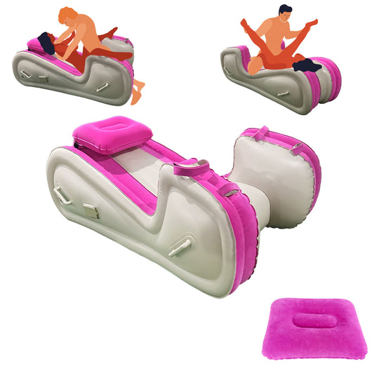 Inflatable Sex Sofa with Positioning Pillow for G Spot Position Aid Sex Auxiliary Adult Games with Automatic Air Pump for BDSM Games, Couple Sex Toys Chair for Sex Fun, Pink