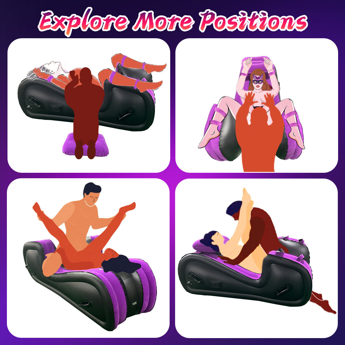 Inflatable Sex Sofa with Positioning Pillow for G Spot Position Aid Sex Auxiliary Adult Games with Automatic Air Pump for BDSM Games, Couple Sex Toys Chair for Sex Fun