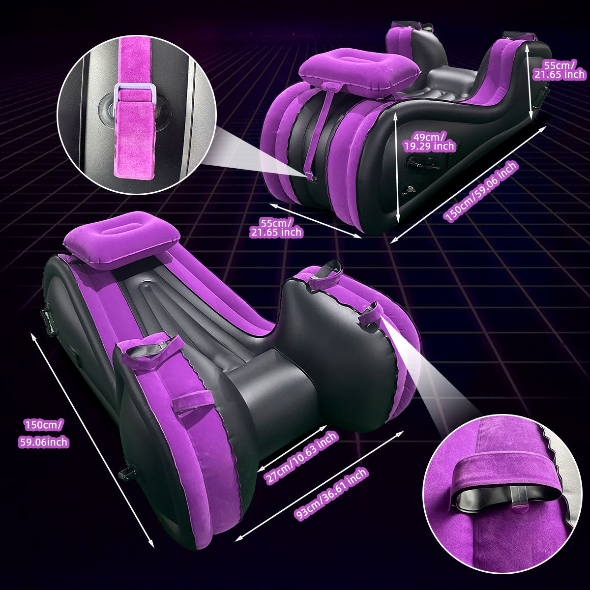 Inflatable Sex Sofa with Positioning Pillow for G Spot Position Aid Sex Auxiliary Adult Games with Automatic Air Pump for BDSM Games, Couple Sex Toys Chair for Sex Fun