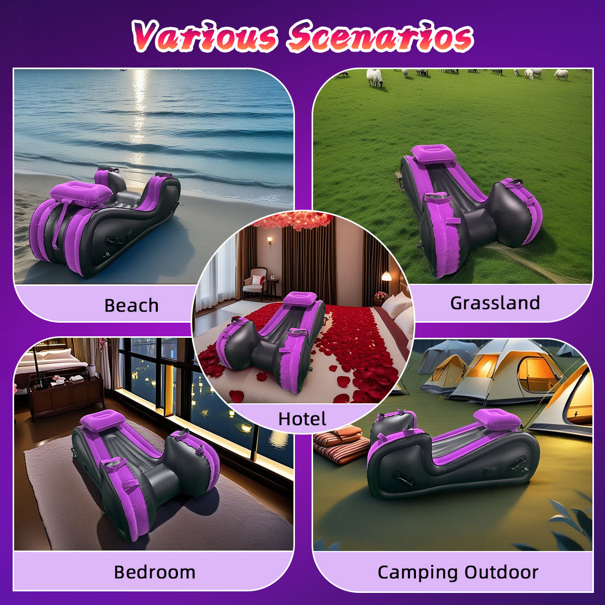 Inflatable Sex Sofa with Positioning Pillow for G Spot Position Aid Sex Auxiliary Adult Games with Automatic Air Pump for BDSM Games, Couple Sex Toys Chair for Sex Fun