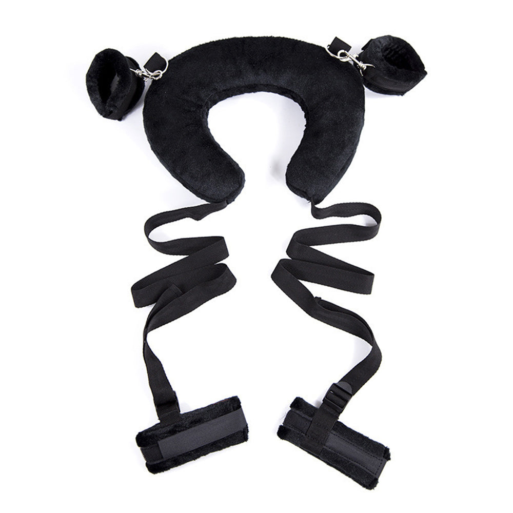 Yocare BDSM Toys Sex Bondage Pillow Restraints Set, Couples Bed Restraints with Adjustable Plush Handcuffs and Leg Straps Cuffs, Black