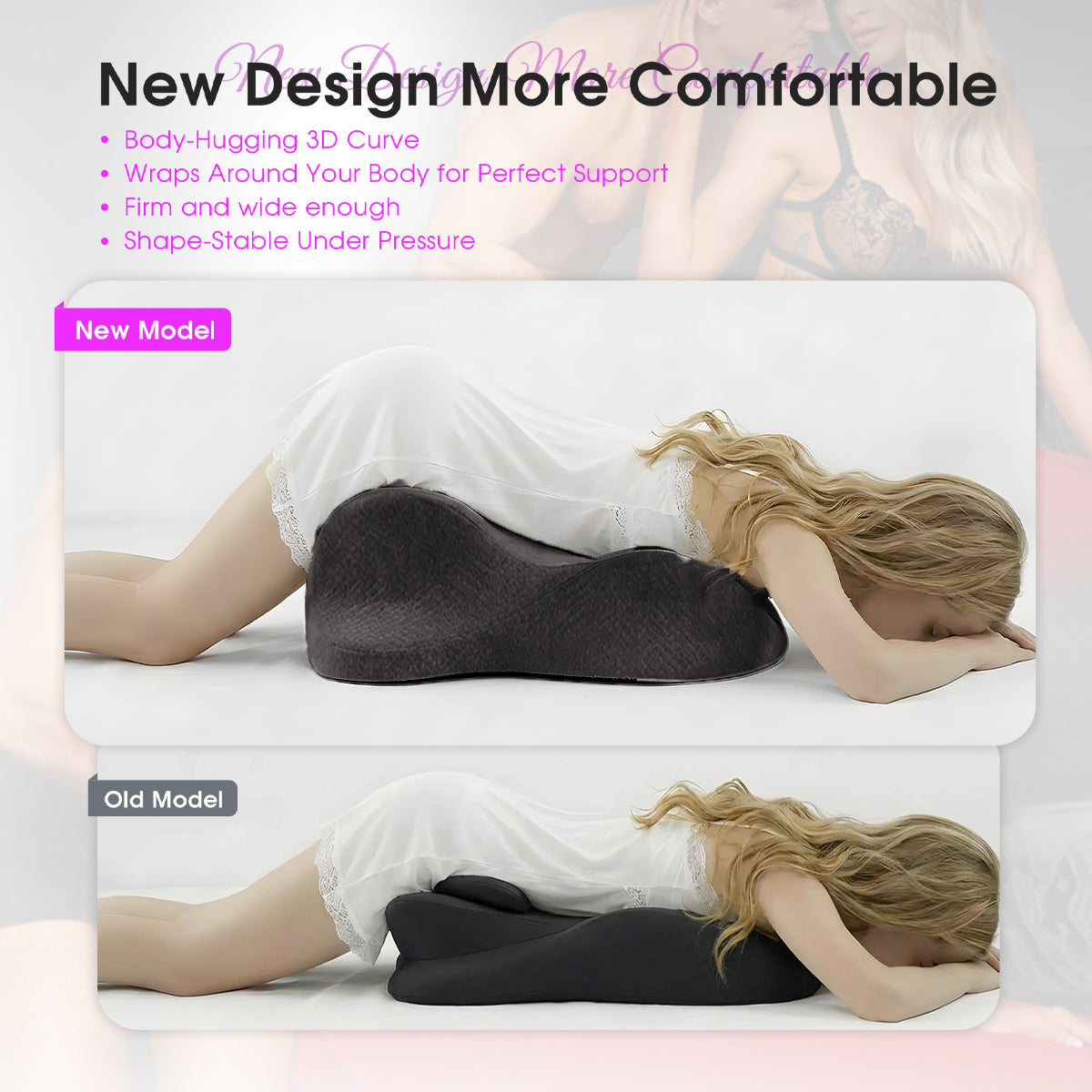 Ergonomic 27° Angle Memory Foam Wedge Pillow, Intimacy  Pillow for Couples, Multi-Functional Position & Back Support with Removable Washable Cover