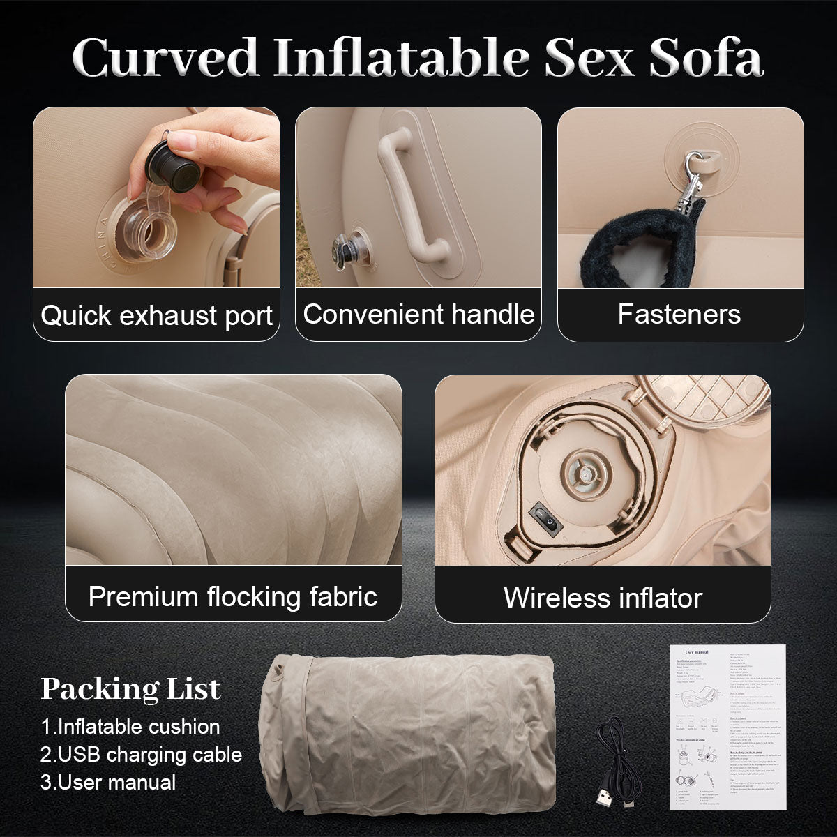 Sex Furniture for Couples BDSM, Inflatable Sex Bondage Sofa Chair with Built-in Air Pump, G Spot Position Pillow Ramp Cushion Couple Gift Love Expression for Valentine's Day Romantic Present