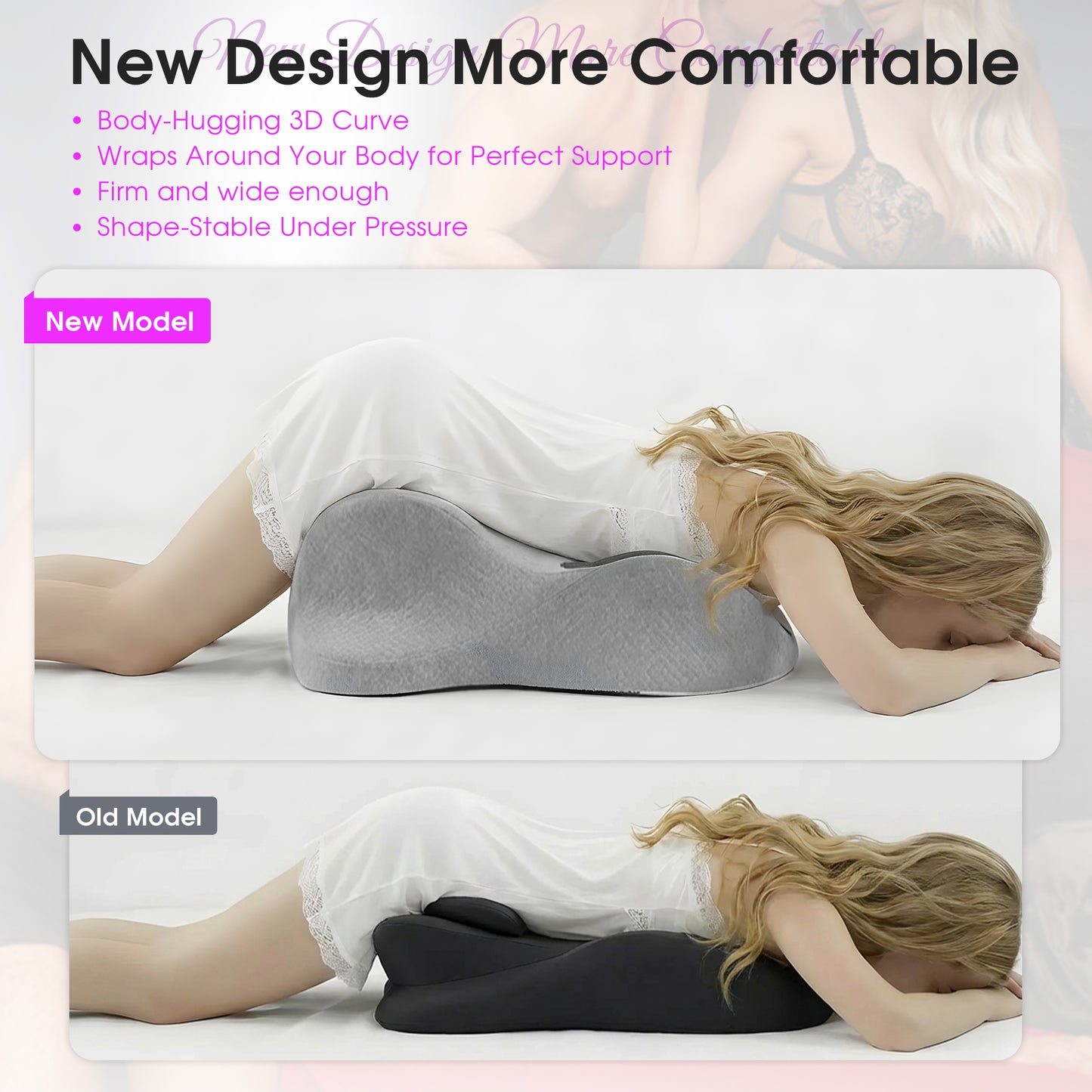 Intimacy Support Wedge Pillow for Couples, 27° Ergonomic Memory Foam Position Cushion, Multi-Functional Back Lumbar Support Pillow for Bedroom Living Room Office