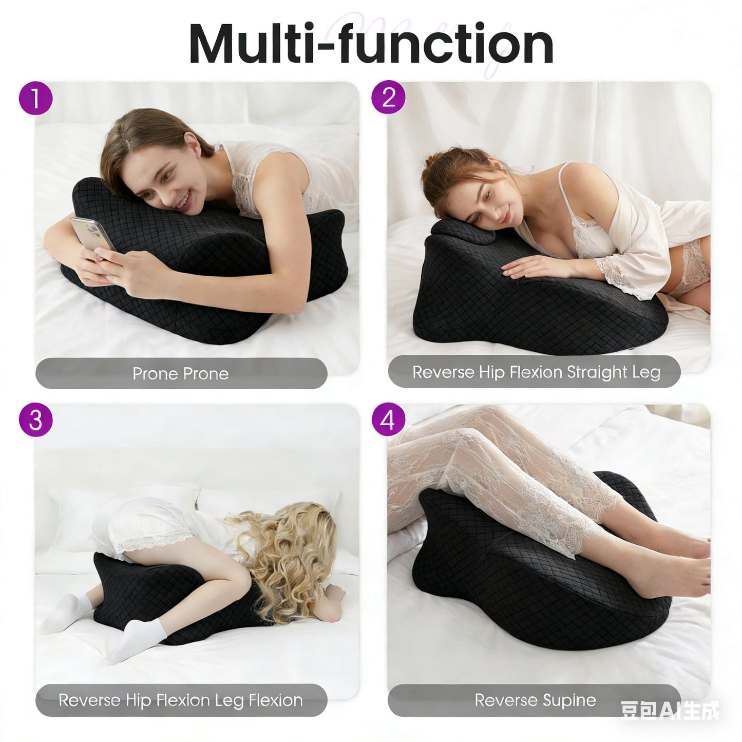 Ergonomic 27° Angle Memory Foam Wedge Pillow, Intimacy  Pillow for Couples, Multi-Functional Position & Back Support with Removable Washable Cover