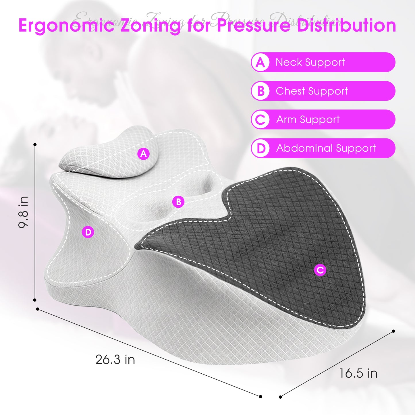 Intimacy Support Wedge Pillow for Couples, 27° Ergonomic Memory Foam Position Cushion, Multi-Functional Back Lumbar Support Pillow for Bedroom Living Room Office
