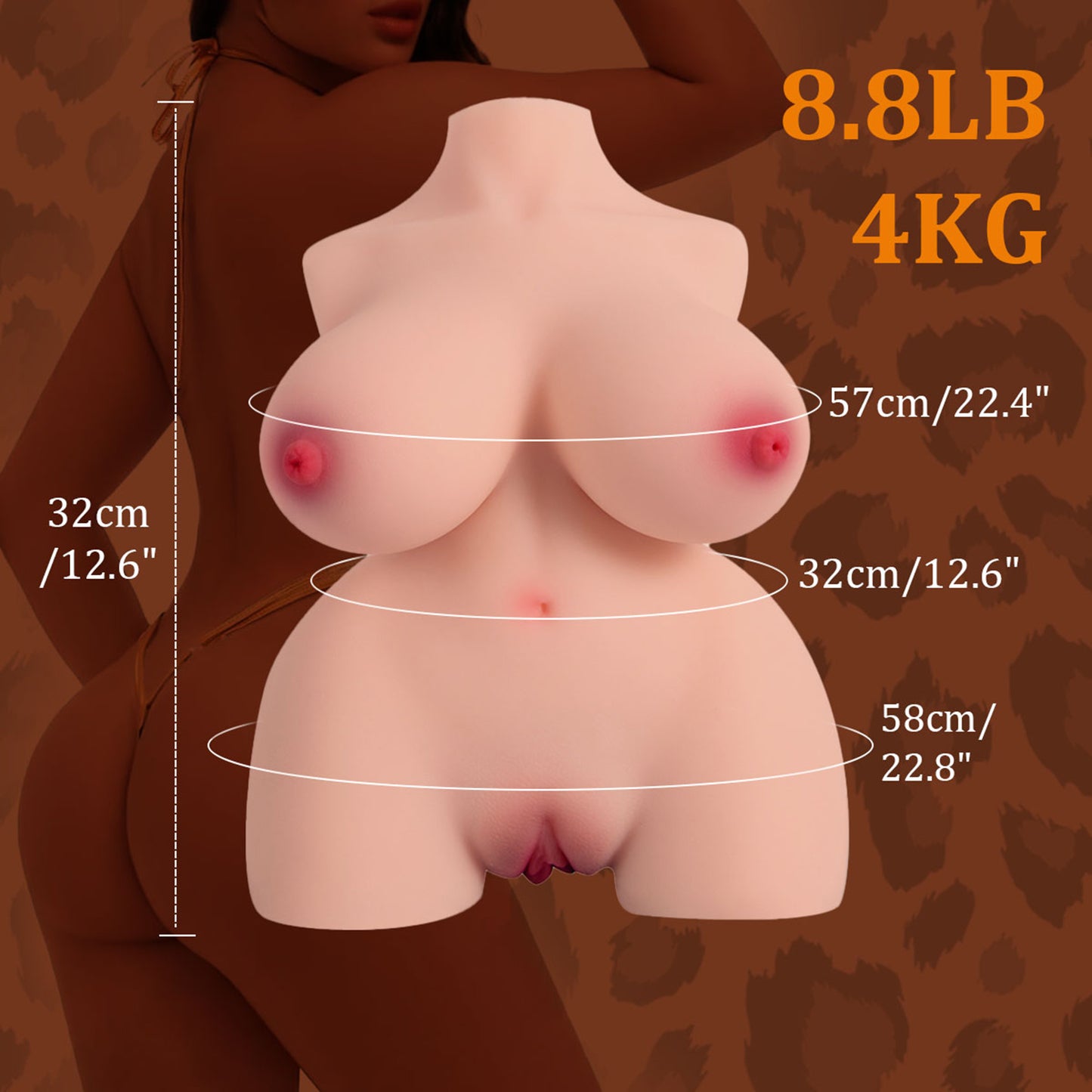 8.8LB Vibrating Sex Doll with Voice, Yocare Male Masturbator Realistic Female Torso with Boobs Vagina Anal Big Ass, Pocket Pussy Adult Sex Toys for Men Gay, Built-in Spine