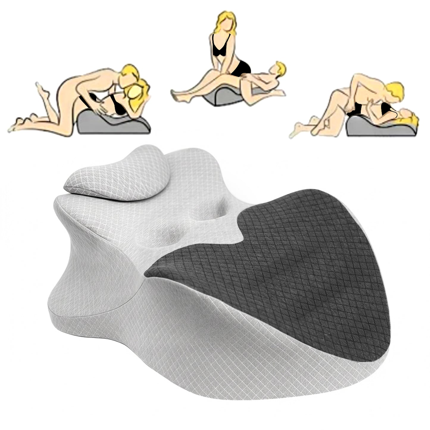 Intimacy Support Wedge Pillow for Couples, 27° Ergonomic Memory Foam Position Cushion, Multi-Functional Back Lumbar Support Pillow for Bedroom Living Room Office