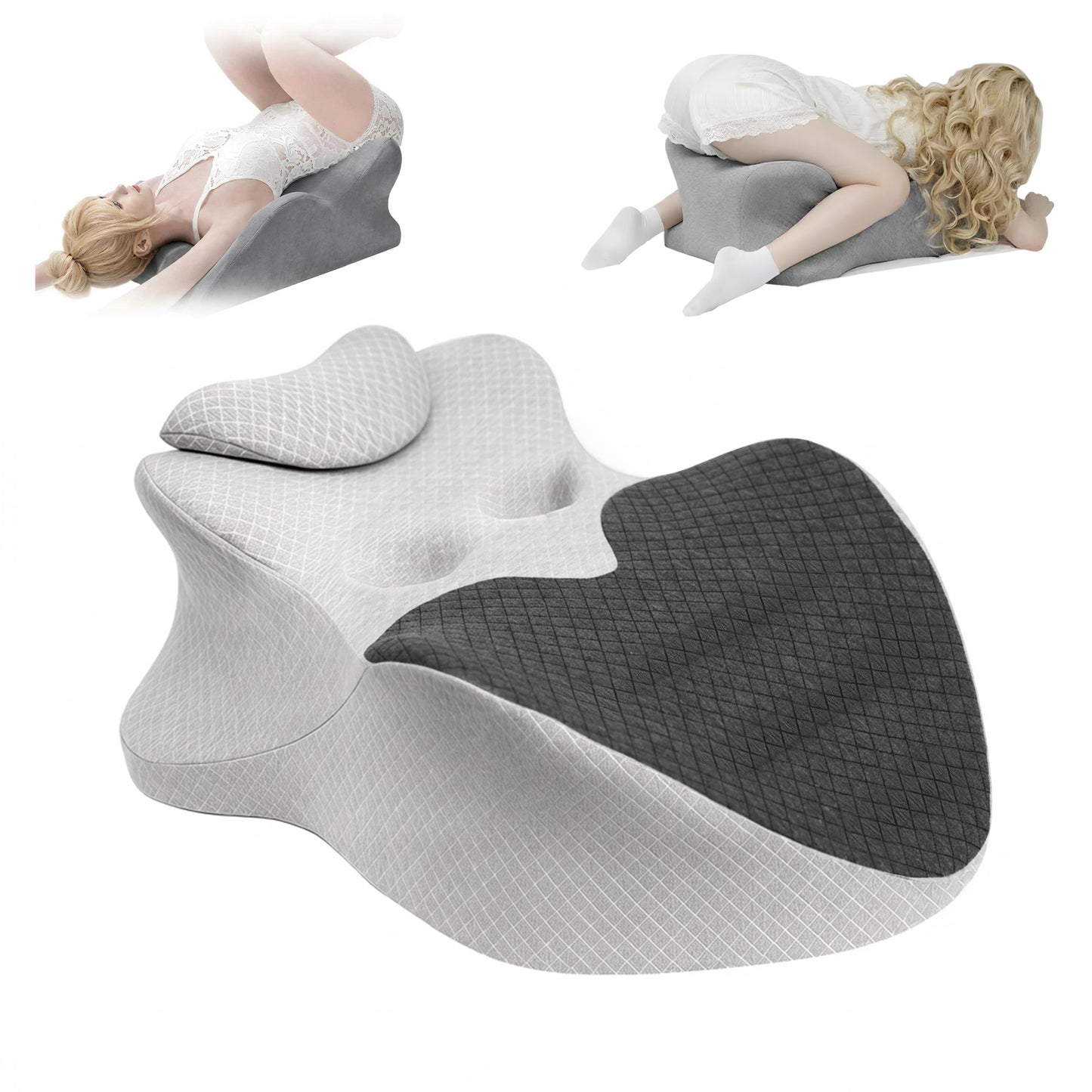 Intimacy Support Wedge Pillow for Couples, 27° Ergonomic Memory Foam Position Cushion, Multi-Functional Back Lumbar Support Pillow for Bedroom Living Room Office