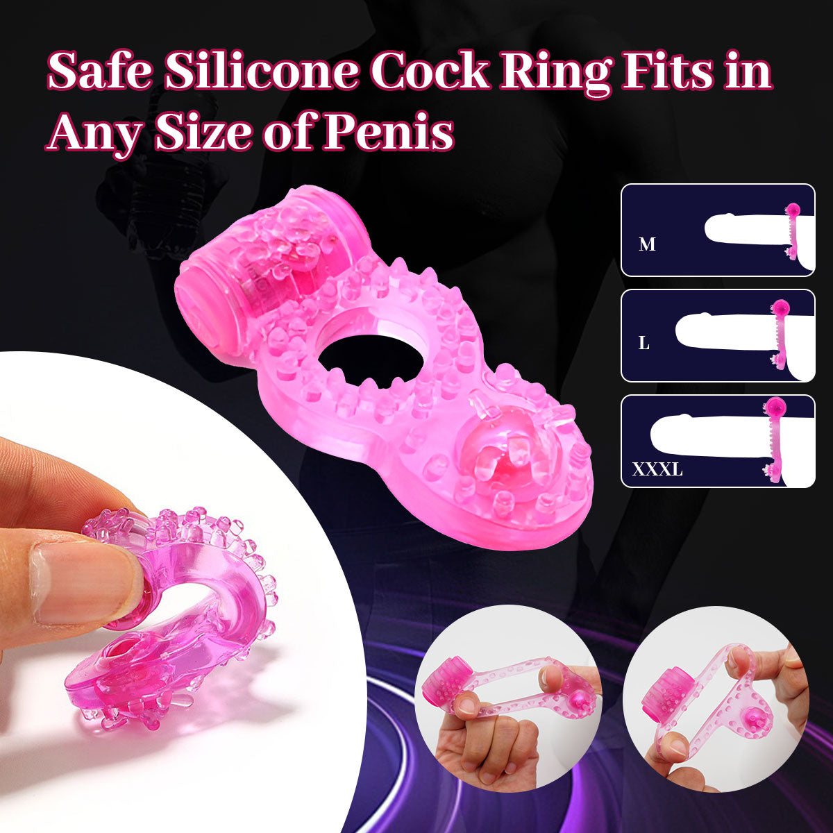 Yocare Male Vibrating Cock Rings, Silicone Penis Ring for Couples Pleasure, Men Ejaculation Delay Erection Enhance Adult Erotic Sex Toys, 2 Packs