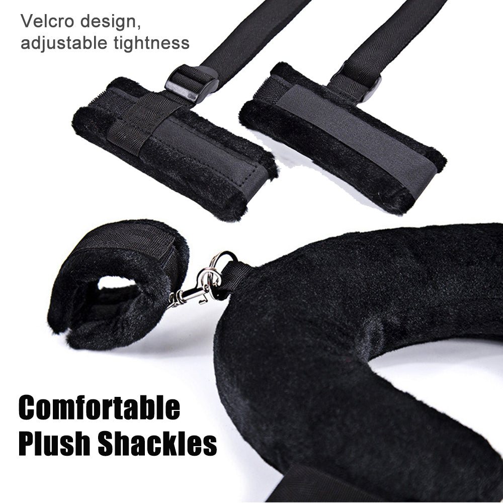 Yocare BDSM Toys Sex Bondage Pillow Restraints Set, Couples Bed Restraints with Adjustable Plush Handcuffs and Leg Straps Cuffs, Black